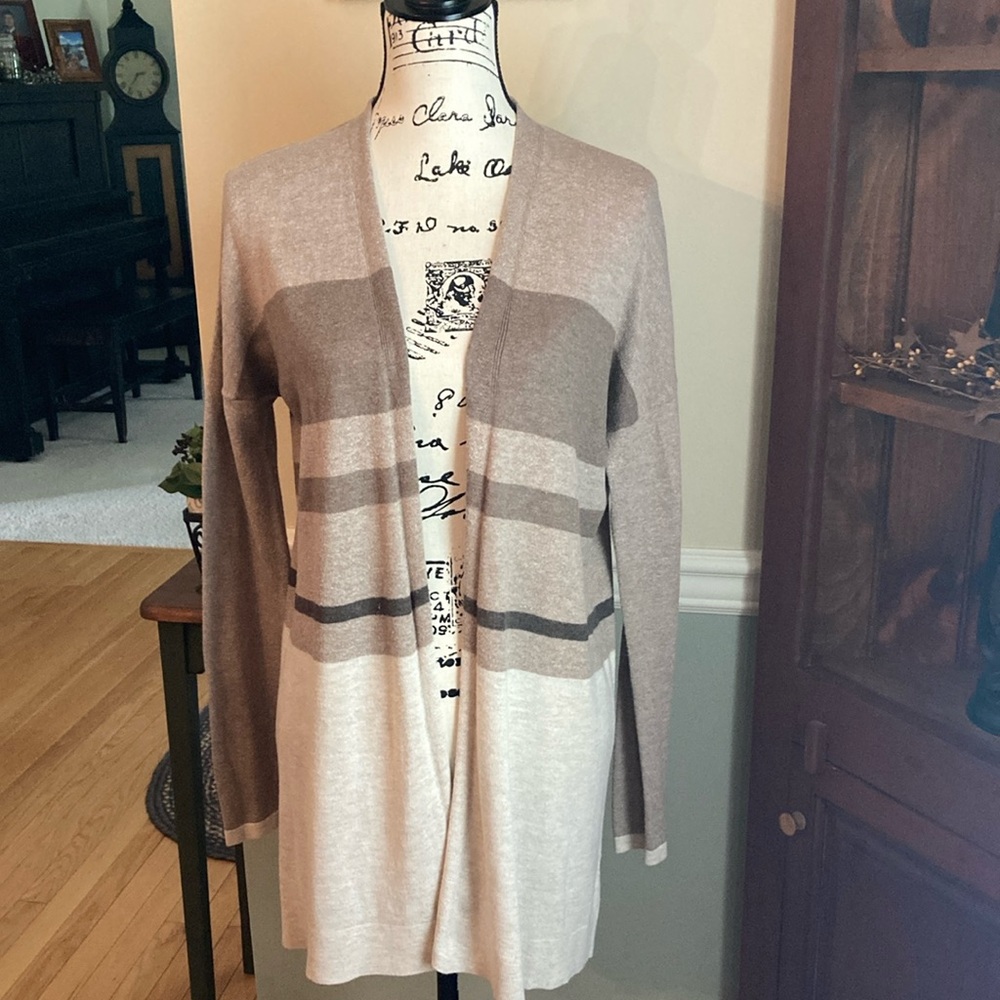 GAP tan/brown Striped Cardigan Sweater
